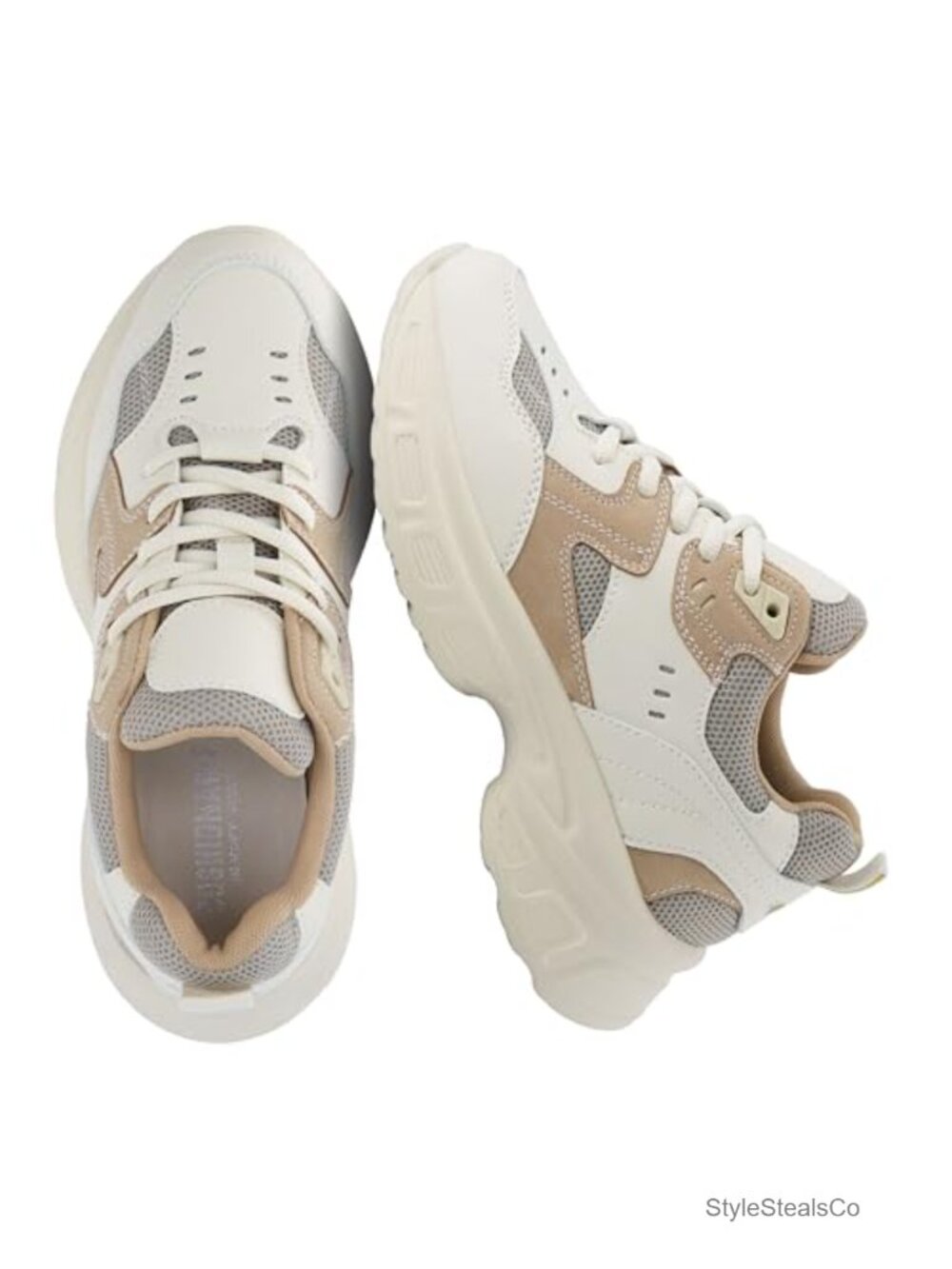 Women's Chunky Fashion Sneakers Vegan Leather Lace-Up Comfort